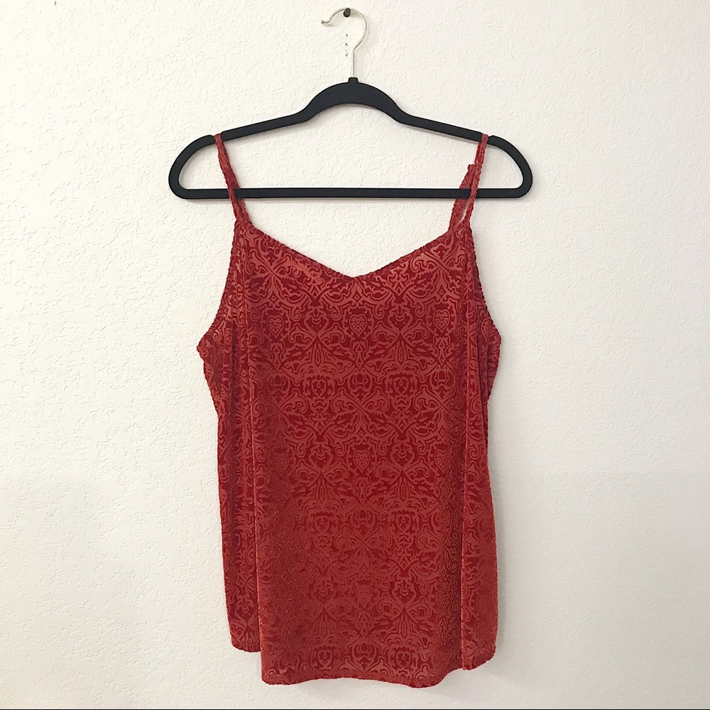 NWT Lucky Brand Red/Orange Velvet Cami